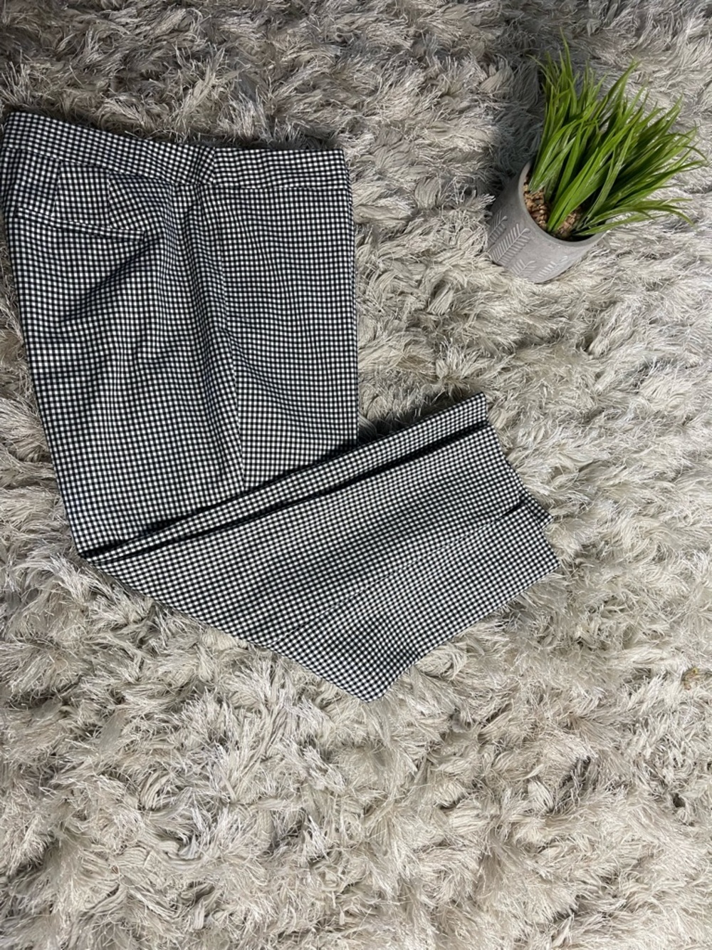 Talbots Black & White Gingham Petite Cropped Stretchy Cotton Preppy Pants
